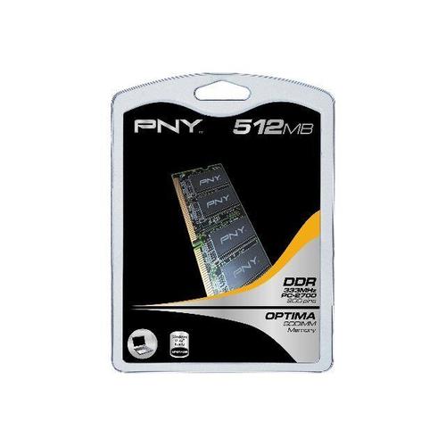 PNY - DDR - 512 Mo - SO DIMM 200 broches - 333 MHz / PC2700 - mémoire sans tampon - non ECC