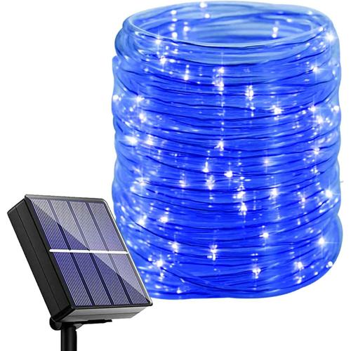 Bleu Bleu Guirlande Solaire Exterieur 30 M 300 Led Etanche Fil De Cuivre Tube Lumineux Exterieure 8 Modes Chaîne De Lumière Pour