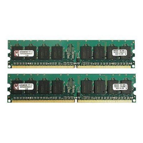 Kingston ValueRAM - DDR2 - kit - 1 Go: 2 x 512 Mo - DIMM 240 broches - 667 MHz / PC2-5300 - CL5 - 1.8 V - mémoire sans tampon - non ECC - pour ASUS M2N, M2N32, P5WDG2; ECS PX1, RC410L/800, RS482...