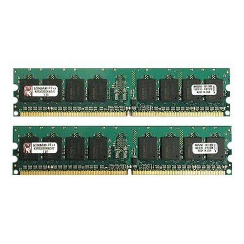 Kingston ValueRAM - DDR2 - kit - 2 Go: 2 x 1 Go - DIMM 240 broches - 667 MHz / PC2-5300 - CL5 - 1.8 V - mémoire sans tampon - non ECC - pour ASUS M2N, M2N32, P5WDG2; ECS PX1, RC410L/800, RS482...