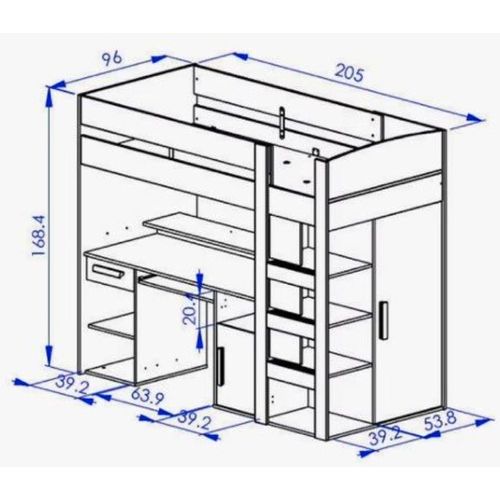 Lit Mezzanine Combiné 90x200 Cm (Gami - Montana)