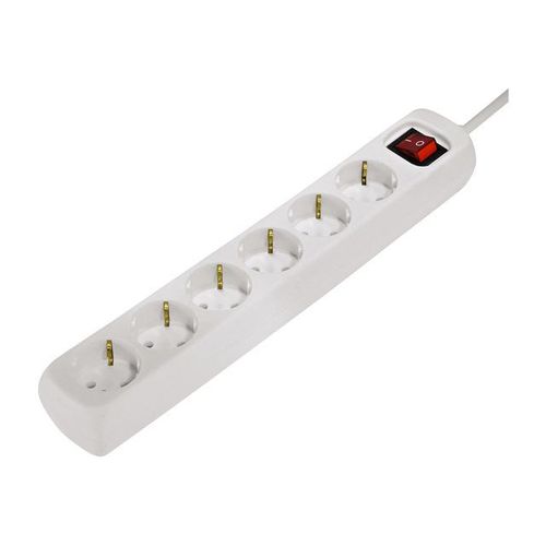 Hama Distribution Panel 6-Way 45° with Switch - Coupe-circuit - CA 230 V - connecteurs de sortie : 6 - 1.4 m - blanc (pack de 15)