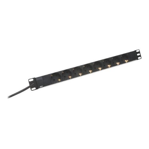DIGITUS DN-95401 - Coupe-circuit (rack-montable) - entrée : alimentation - connecteurs de sortie : 8 (alimentation) - 19" - 2 m cordon - noir