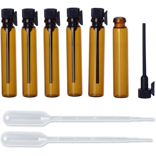Lot de 100 mini flacons en verre ambré rechargeables vides pour échantillons de parfum ou d'huile de parfum