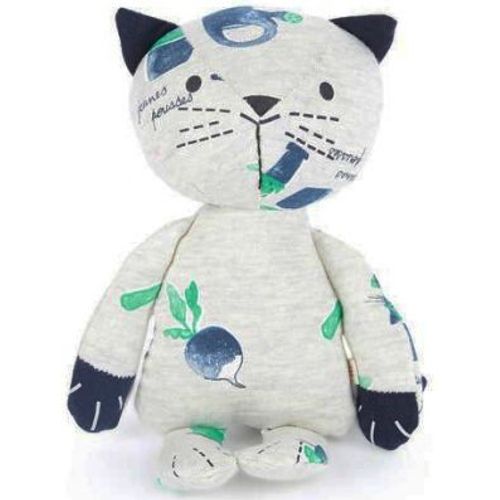 Doudou Catinmini Chat Gris Bleu Marine Jeunes Pousses Peluche Jouet Bebe