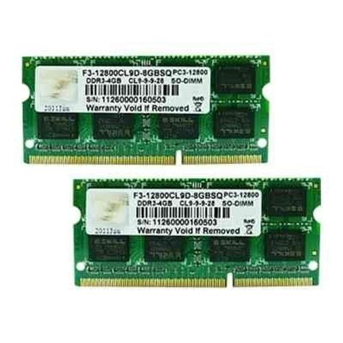 G.Skill SQ Series - DDR3 - kit - 8 Go: 2 x 4 Go - SO DIMM 204 broches - 1600 MHz / PC3-12800 - CL9 - 1.5 V - mémoire sans tampon - non ECC