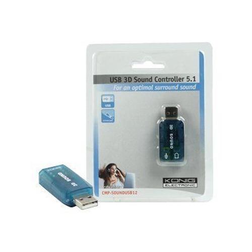 Carte son USB 5.1 König 3D Sound Controller (CMP-SOUNDUSB12)