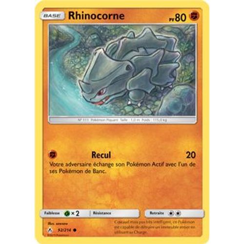Carte Pokémon - Rhinocorne - 92/214 - Alliance Infaillible