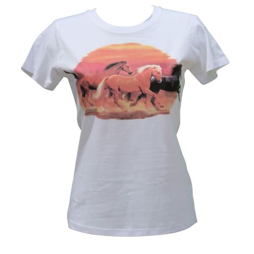 T-Shirt Femme Manches Courtes - Chevaux Solar - 6173 - Blanc