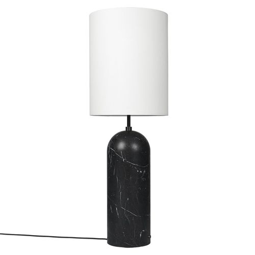 Gubi Lampadaire Gravity Xl High (Noir - Marbre Et Tissu Blanc)