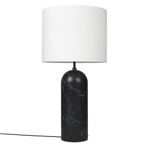 Gubi Lampadaire Gravity Xl Low (Noir - Marbre Et Tissu Blanc)
