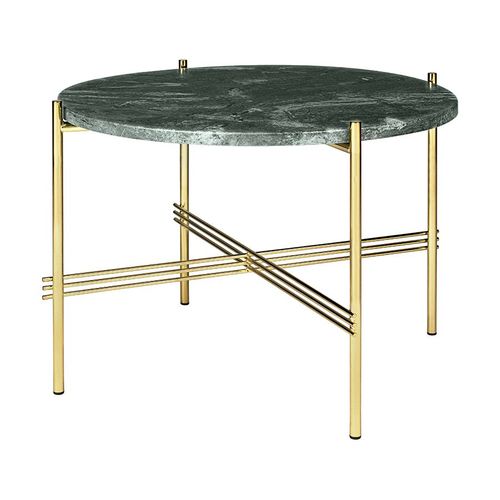 Gubi Table Basse Ronde Structure Laiton Ts Ø 55 X 41 Cm (Vert Guatemala - Marbre Et Métal)