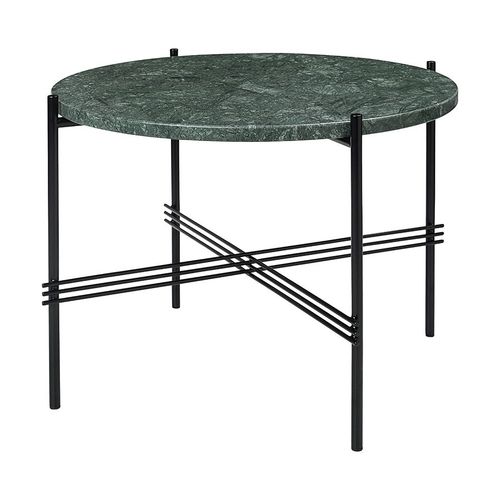 Gubi Table Basse Ronde Structure Noire Ts Ø 55 X 41 Cm (Vert Guatemala - Marbre Et Métal)