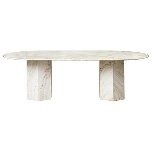 Gubi Table Elliptique Epic Dining Table (Neutral White - Travertin)