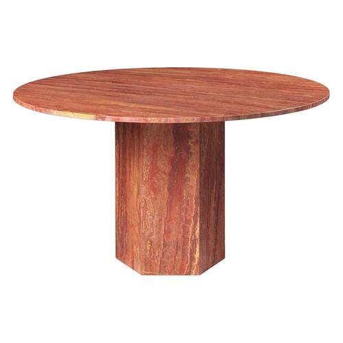 Gubi Table Ronde Epic Dining Table Ø 130 Cm (Burnt Red - Travertin)