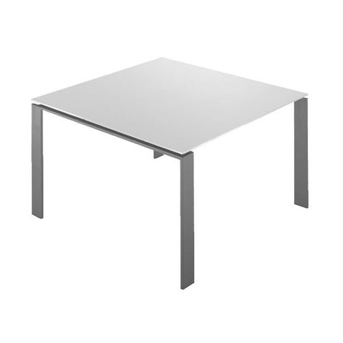 Kartell Table Four 128x128xh72 Cm (Plateau Blanc - Pieds Aluminium - Plateau En Laminé Anti-Rayures Et Pieds En Acier Verni)