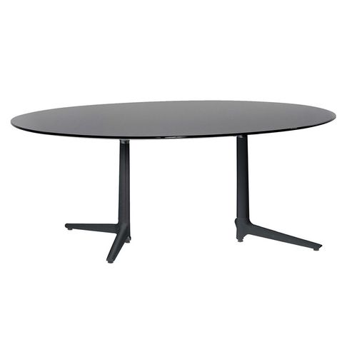 Kartell Table Multiplo Xl Avec Plateau Oval (Noir - Aluminium Moulé Et Plateau En Verre)