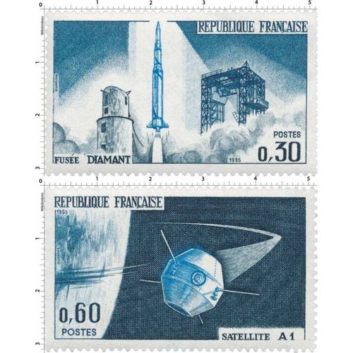 Lancement Du Premier Satellite National À Hammaguir (Sahara) La Paire Année 1965 N° 1464 1465 Yvert Et Tellier Luxe