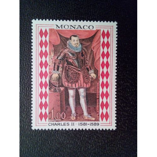 Timbre Monaco Yt 770 Charles Ii (1555-1589), Par Bernardin Mimault (1609-1673) 1968 ( 8912 )