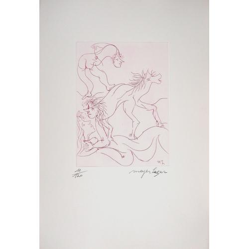 Meyer Lazar : Les Acrobates Amoureux, Gravure Originale Signée