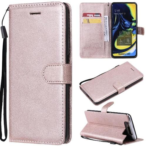 Flip Étui Pour Samsung Galaxy A80/A90 Cuir De Haute Qualité Couleur Solide Classique Étui De Téléphone Portefeuille D'affaires Avec Fente Pour Carte - Couleur Rose