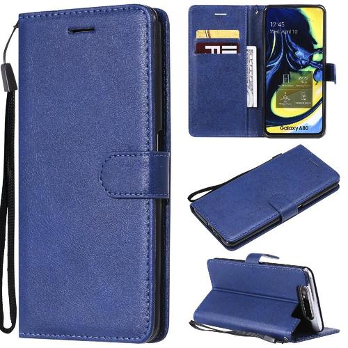 Flip Étui Pour Samsung Galaxy A80/A90 Cuir De Haute Qualité Couleur Solide Classique Étui De Téléphone Portefeuille D'affaires Avec Fente Pour Carte - Bleu