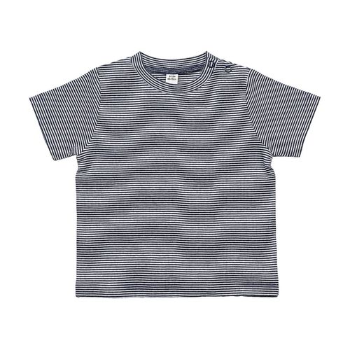 T-Shirt Coton Bio Pour B?B? - Bz45 - Ray? Bleu Marine Et Blanc