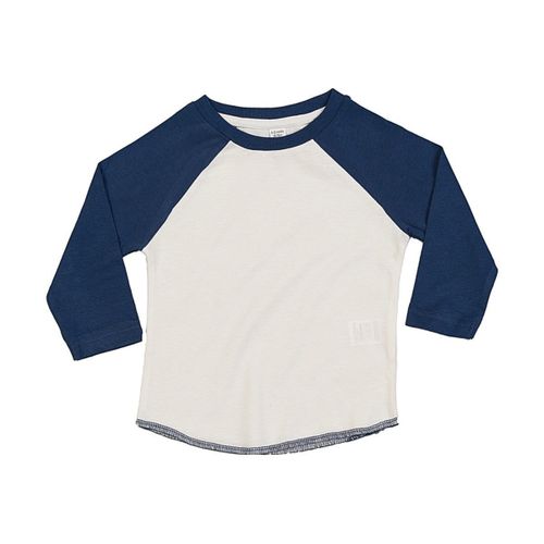 T-Shirt Coton Bicolore Bio Pour B?B? - Bz43 - Blanc Et Bleu