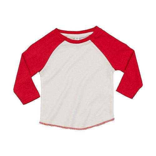 T-Shirt Coton Bicolore Bio Pour B?B? - Bz43 - Blanc Et Rouge