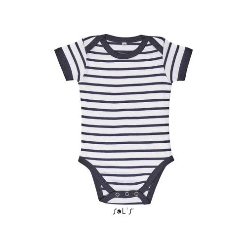 Body B?B? Ray? Jambes Manches Courtes - 01401 - Ray? Bleu Marine Et Blanc