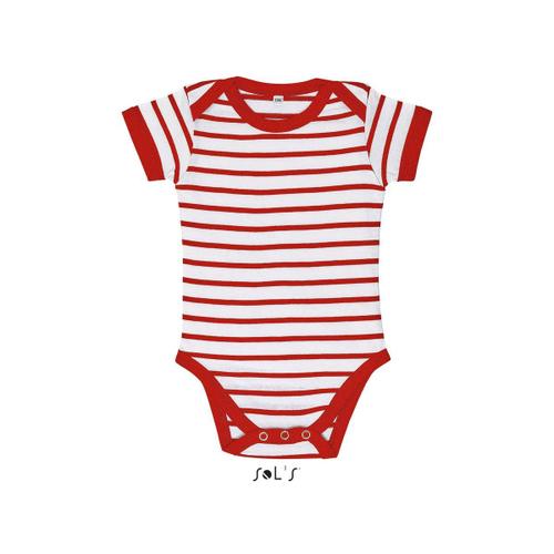 Body B?B? Ray? Jambes Manches Courtes - 01401 - Ray? Rouge Et Blanc