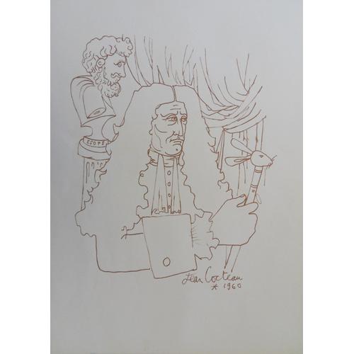 Jean Cocteau : Hommage À Jean De La Fontaine, Gravure Signée