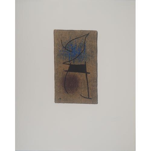 Joan Miro : Femme En Bleu, Lithographie Signée