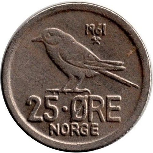 Pièce De Monnaie De Norvège - 25 Ore De 1961