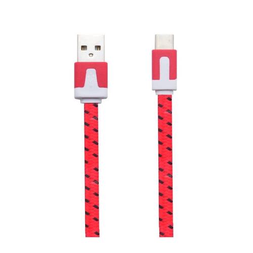 Cable Noodle Type C pour JBL FLIP 5 Chargeur Android USB 1,5m Connecteur Tresse - ROUGE
