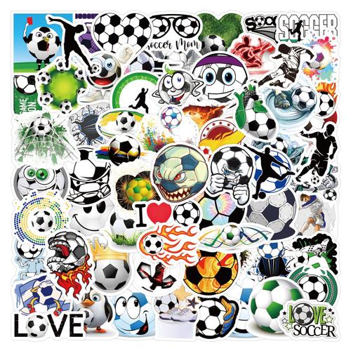 100 Pièces [Cartoon Football] Autocollants Graffiti Football Fooball Pour Décorer Valises, Guitares, Planches À Roulettes, Autocollants De Tasse Imperméables A3971