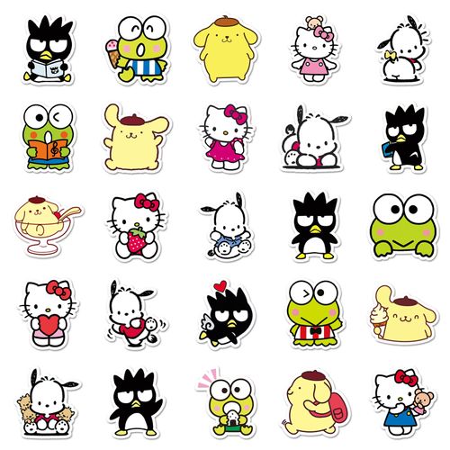 100 Pièces Sanrio Mix Sanrio Mix K Chat Pacha Chien Cannelle Chien Dessin Animé Créatif Imperméable Décoratif Bagages Autocollants A7140