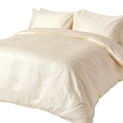 Housse De Couette Et Taies D'oreiller Coton Égyptien Bio 400 Fils Crème 230 X 220 Cm