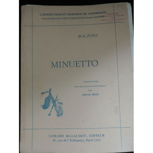 Minuetto - Transciption Pour Quatuor De Saxophones - Bolzoni - Billaudot