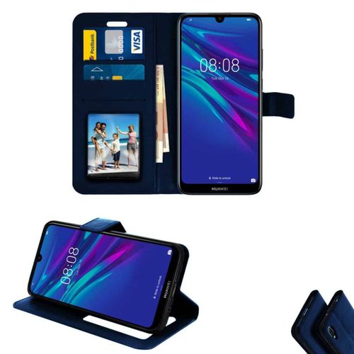 Coque Etui Housse Cuir Huawei Y6 2019 Portefeuille -Bleu