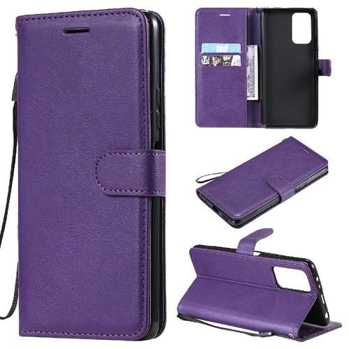 Tongez Étui Pour Xiaomi Redmi Note 10 Pro Cuir De Haute Qualité Étui De Téléphone Portefeuille D'affaires Avec Fente Pour Carte Couleur Solide Classique - Violet