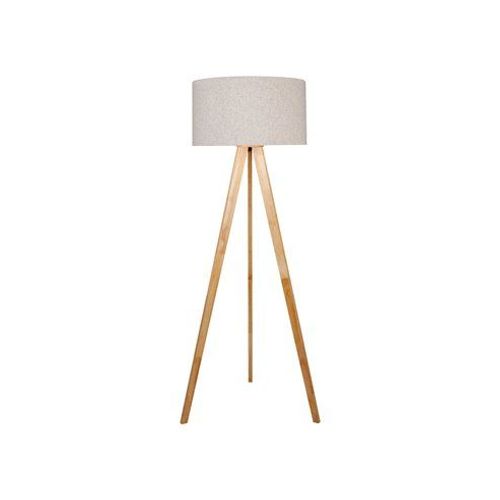 Lampadaire E27 En Bois Et Tissu Edm