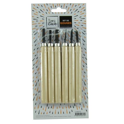 Gouges Manche En Bois Pour Linogravure 6 Pièces