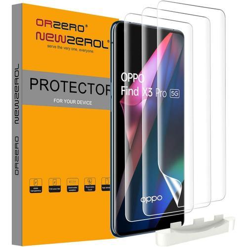 Lot De 3 Films De Protection D'écran Compatibles Avec Oppo Find X3 Pro/Find X5 Pro Avec Kits D'installation Prise En Charge De La Reconnaissance D'empreintes Digitales Couverture Maximale Protecteur D'écran 3d En Tpu