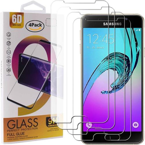 Lot De 4 Films De Protection D'écran En Verre Trempé Pour Smartphone Samsung Galaxy A3 2016 A310 Avec Film De Verre Trempé Dureté 9h, Film De Protection Transparent Hd Anti-Rayures