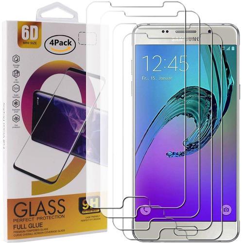 Lot De 4 Films De Protection D'écran En Verre Trempé Pour Smartphone Samsung Galaxy A5 2016 A510 Avec Film En Verre Trempé De Dureté 9h, Film De Protection Transparent Hd Anti-Rayures