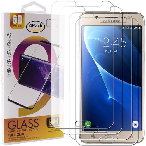 Lot De 4 Films De Protection D'écran En Verre Trempé Pour Smartphone Samsung Galaxy J5 2016 J510 Avec Film En Verre Trempé De Dureté 9h, Film De Protection Hd Transparent Anti-Rayures