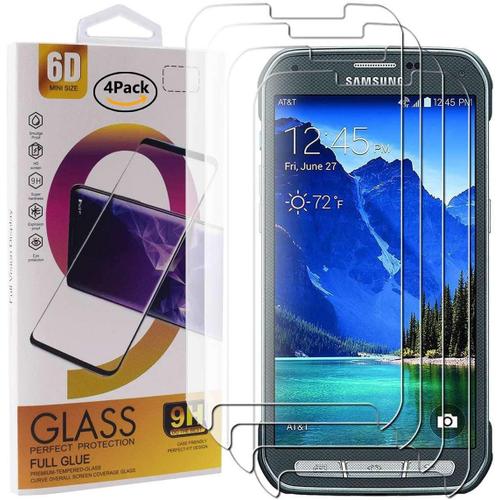 Lot De 4 Films De Protection D'écran En Verre Trempé Pour Smartphone Samsung Galaxy S5 Active Avec Film En Verre Trempé De Dureté 9h, Film De Protection Hd Transparent Anti-Rayures