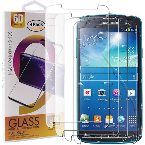 Lot De 4 Films De Protection D'écran En Verre Trempé Pour Smartphone Samsung Galaxy S4 Active Avec Film En Verre Trempé De Dureté 9h, Film De Protection Hd Transparent Anti-Rayures