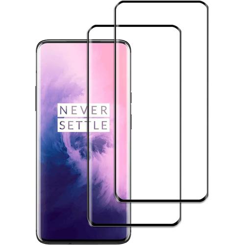 Lot De 2 Protecteur D'écran Compatible Avec Oneplus 7t Pro/Oneplus 7 Pro, Dureté 9h, Anti-Rayures, 3d, Sans Bulles, Hd, Verre Trempé, Pour Oneplus 7 Pro